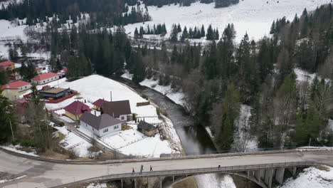 winter in a village in slovakia