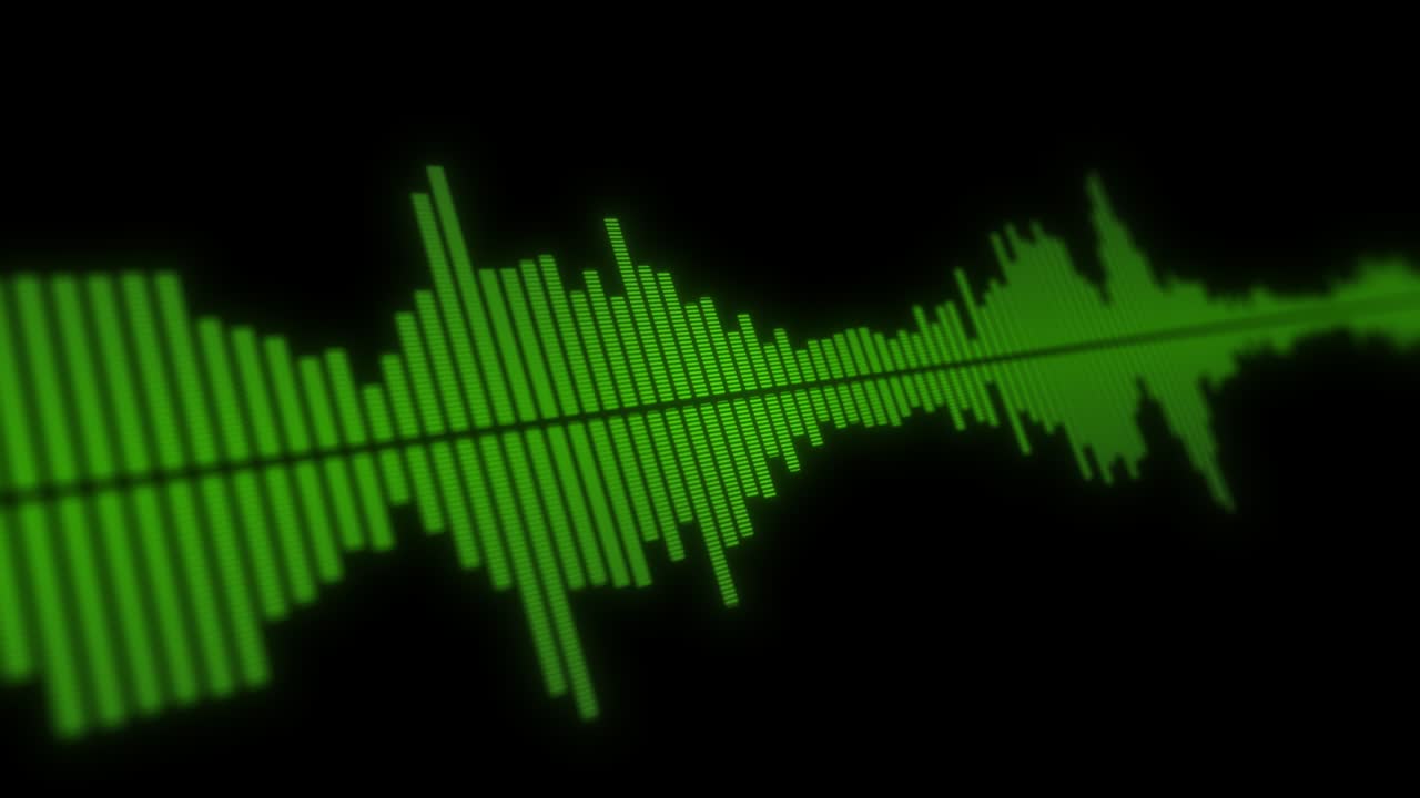 muestra de tecnología de música sintética. forma de onda de alta tecnología verde