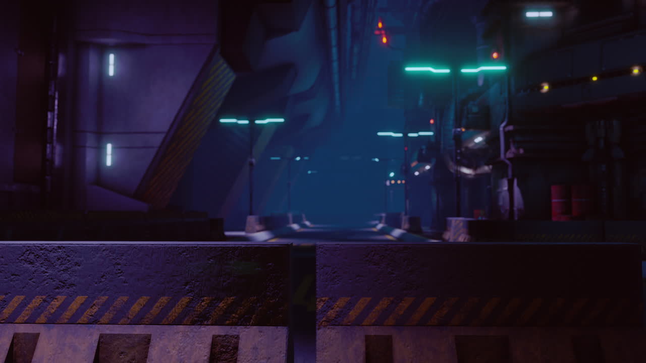 neonová světla futuristického sci-fi města