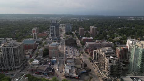 Side-shot-of-the-buildings-and-traffic-of-the-downtown