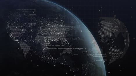 animation of digital data and coding overlay on earth highlighting global connectivity