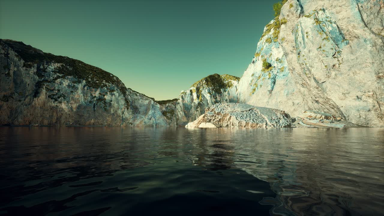 acantilado rocoso en el agua fría del mar