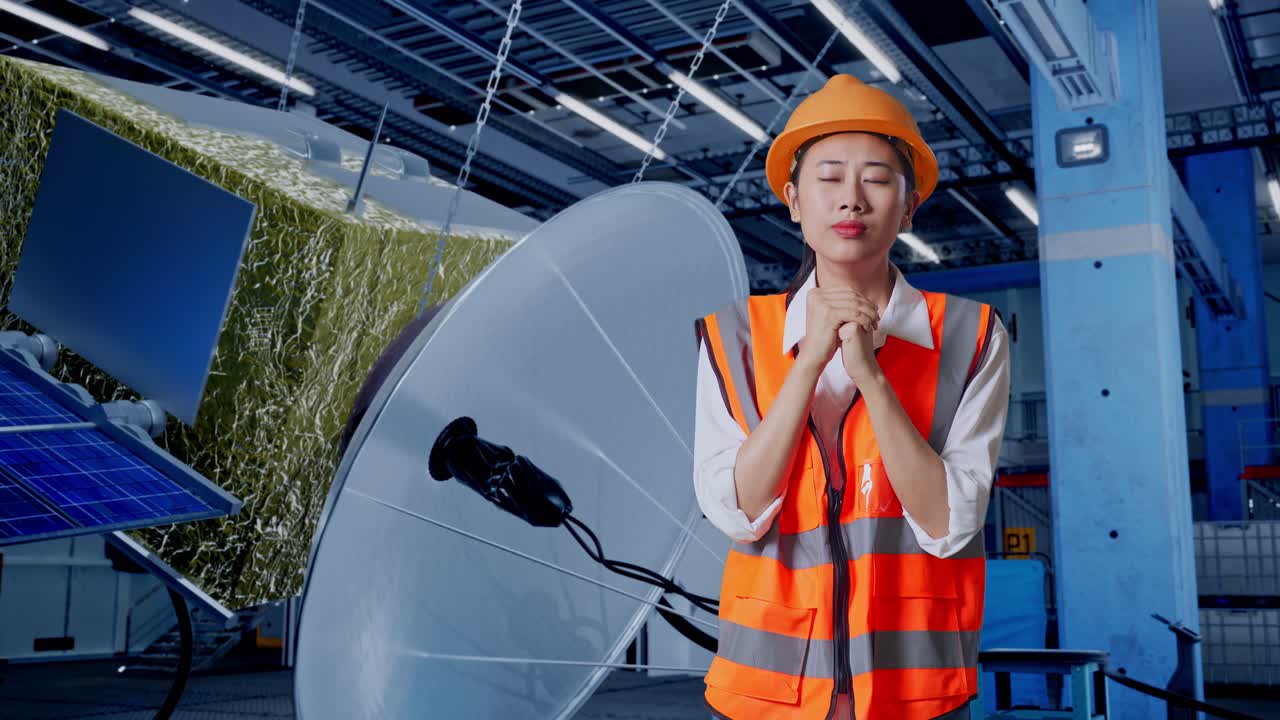 위성 시설에서 걱정하는 엔지니어