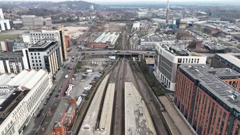 nottingham city railway station uk drone,aerial