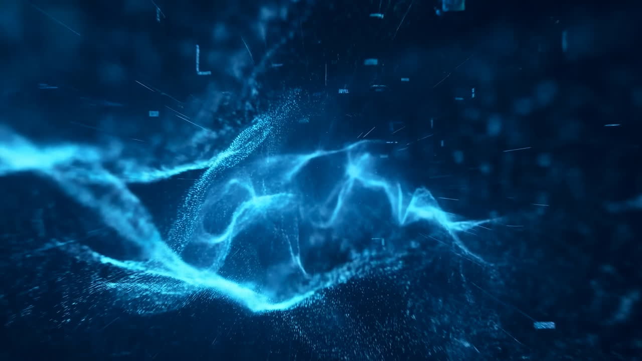 Futuristic Abstract Blue Particle Wave Motion Background