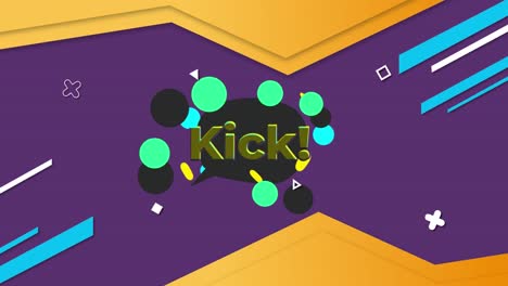 Animation-of-kick-text-over-geometrical-graphic-on-purple-background