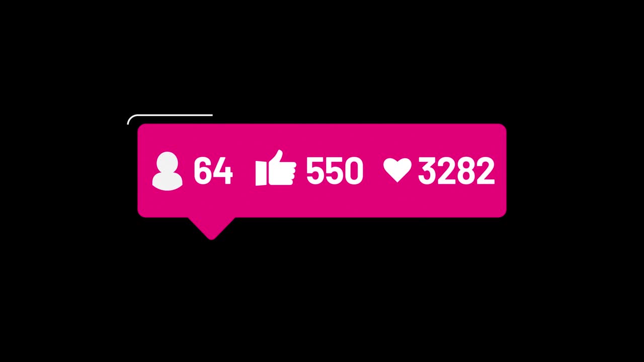 Social media icons with increasing numbers, social media networking, animation, video isolated alpha matte and green background