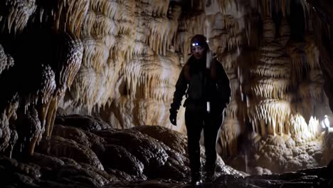 caving adventure in a cave system