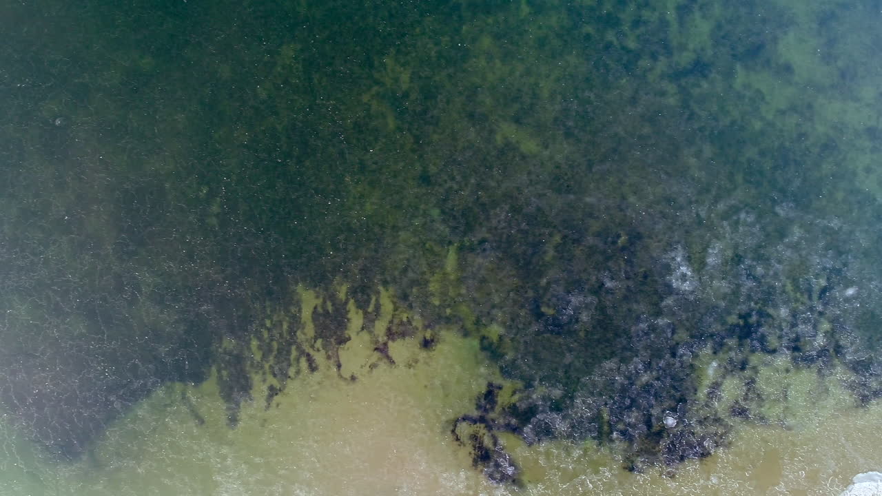 Drone in volo sull'acqua ghiacciata primaverile