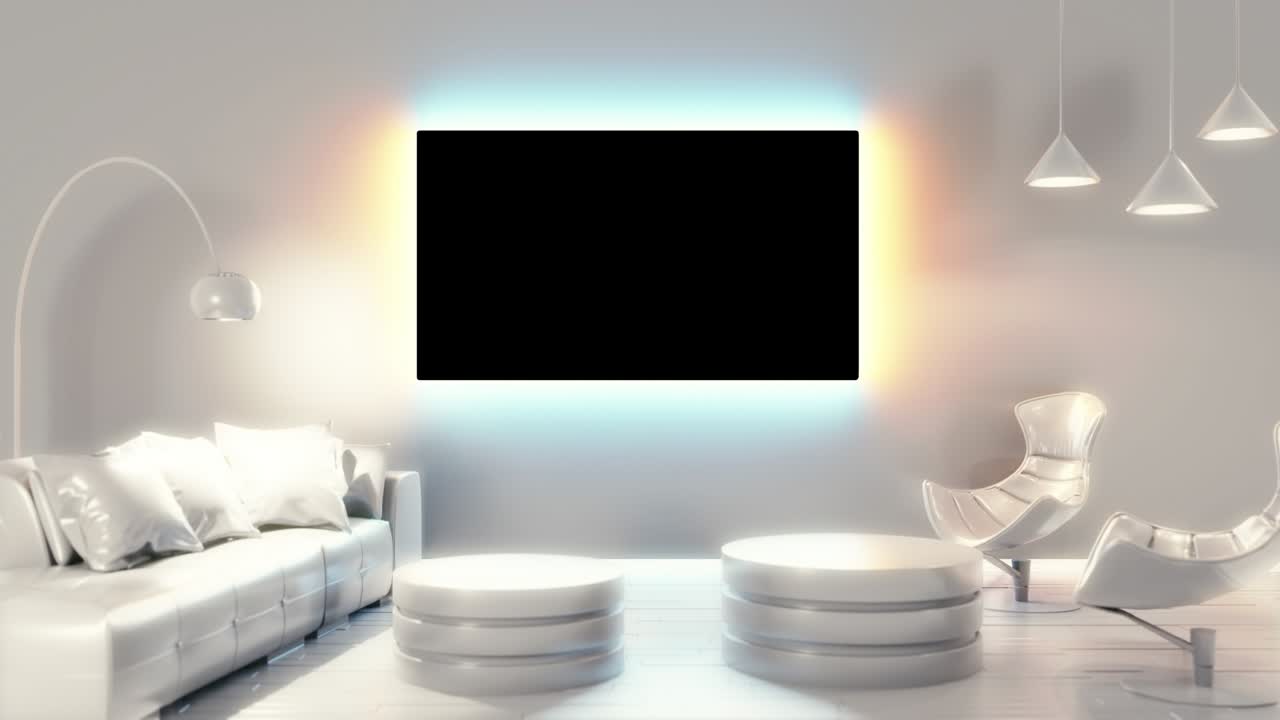 habitación con panel de marco colgado en la pared. renderizado en 3d con canal alfa incluido.