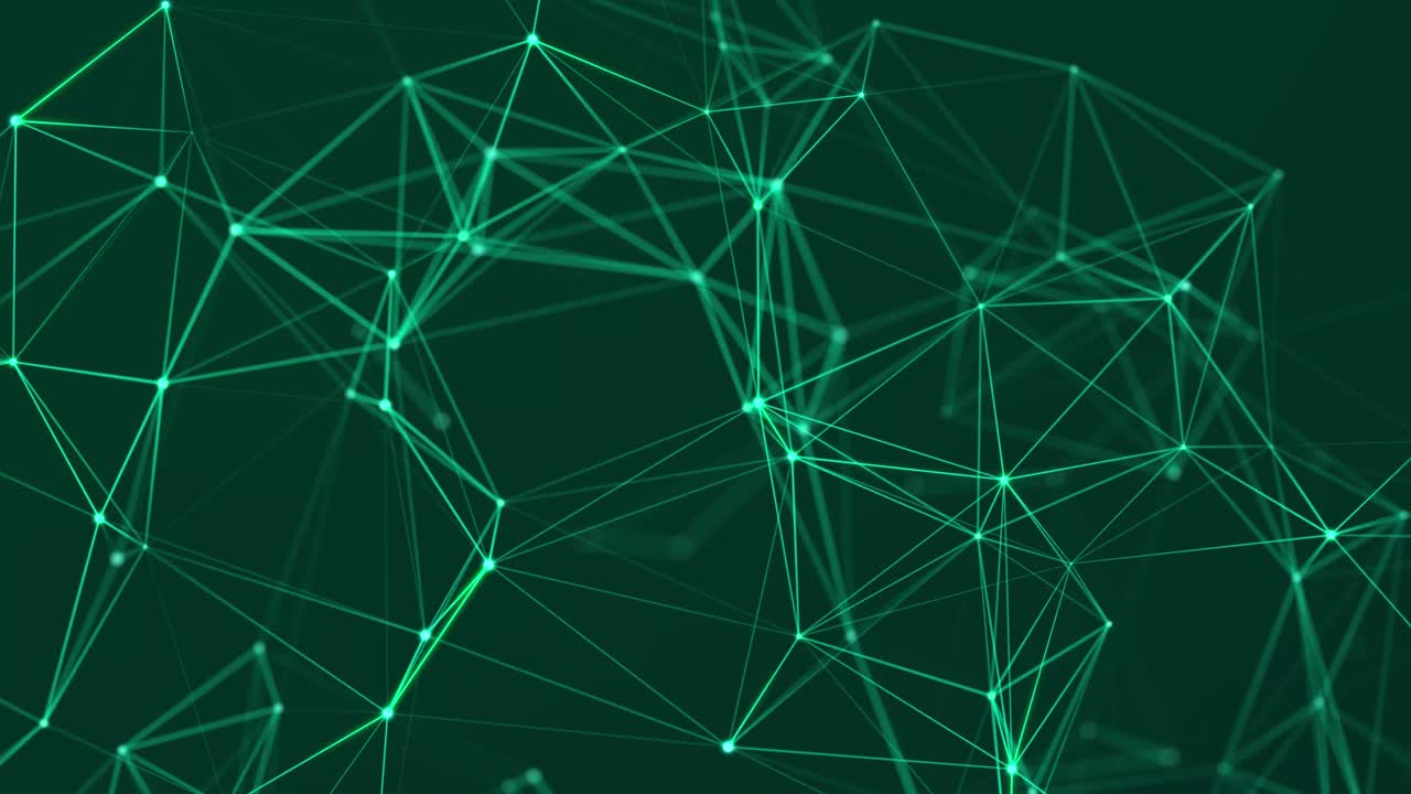 Abstract polygonal space with dots and lines motion. Data technology and scientific illustration. 3d rendering. Seamless loop. 4K