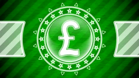 pound icon in circle shape and green striped background. illustration.