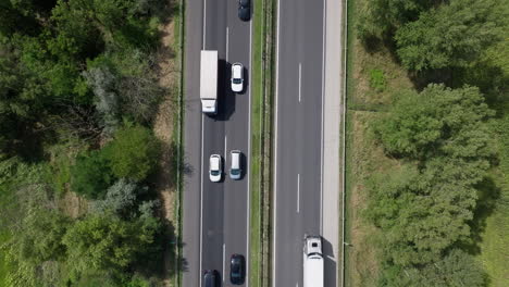 aerial view of varying traffic speeds on german highway