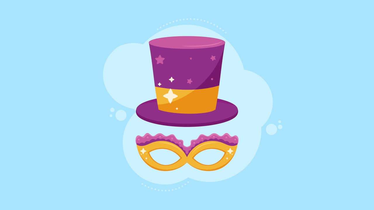 Carnavalsmasker en hoge hoed illustratie