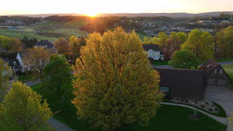 homes in usa during autumn sunset