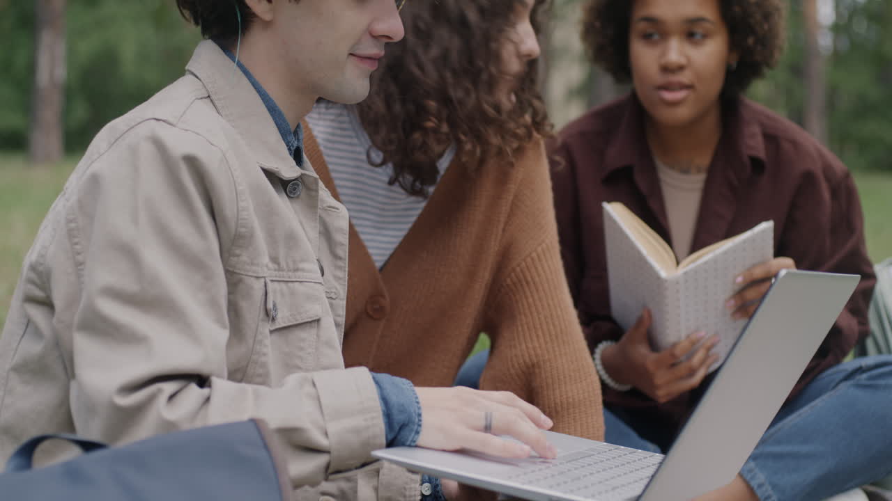 Friends Studying Outdoors