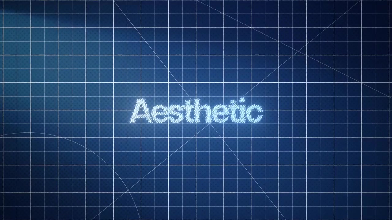 Geanimeerde Lichtgevende Esthetische Tekst op Blauwe Rasterachtergrond