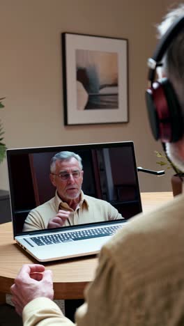 online video conference with senior citizen