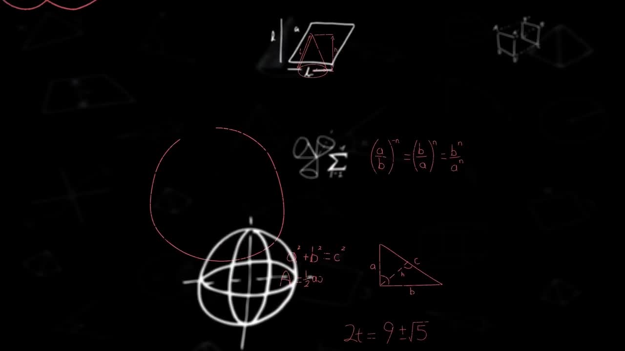 animación de ecuaciones matemáticas sobre un fondo negro