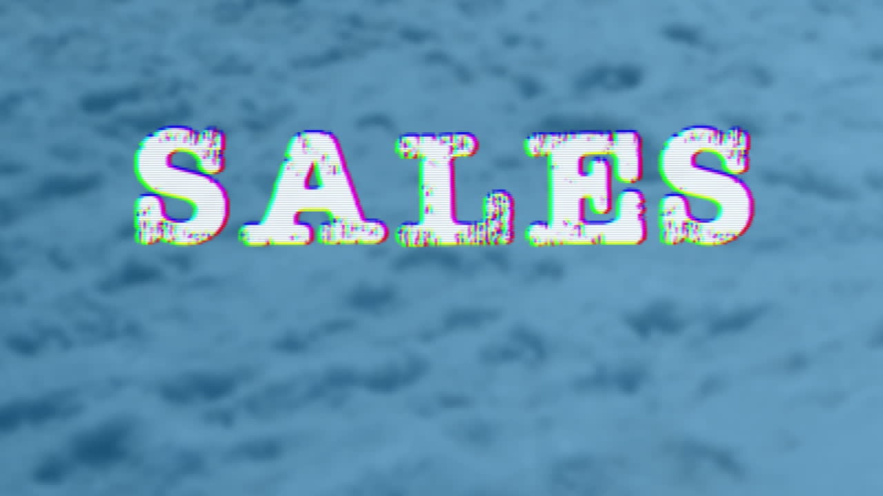 트랙 위의 판매 텍스트의 애니메이션