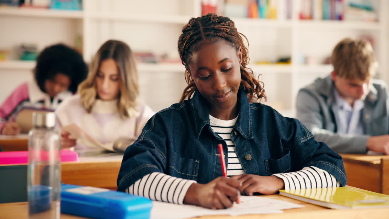 Smiling Student in Classroom