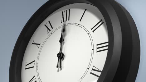 latin clock face on light blue wall in time lapse