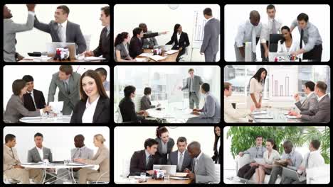 Montage-presenting-business-people-at-work