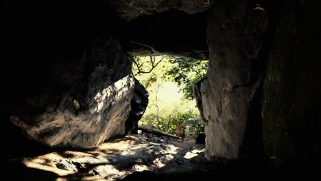 shot taken from inside a small cave looking out