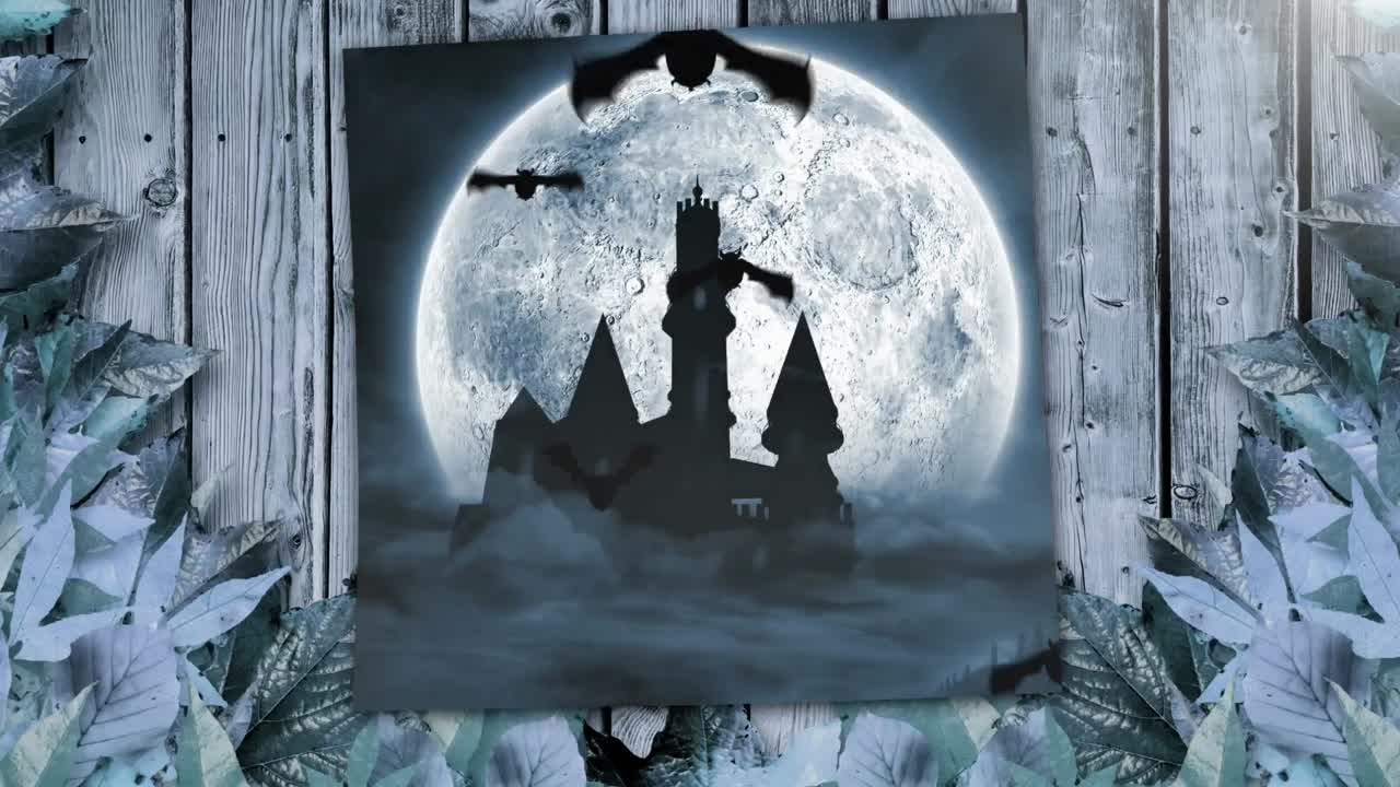 나무 와 잎 을 들고 날아가는 할로윈 박 ⁇