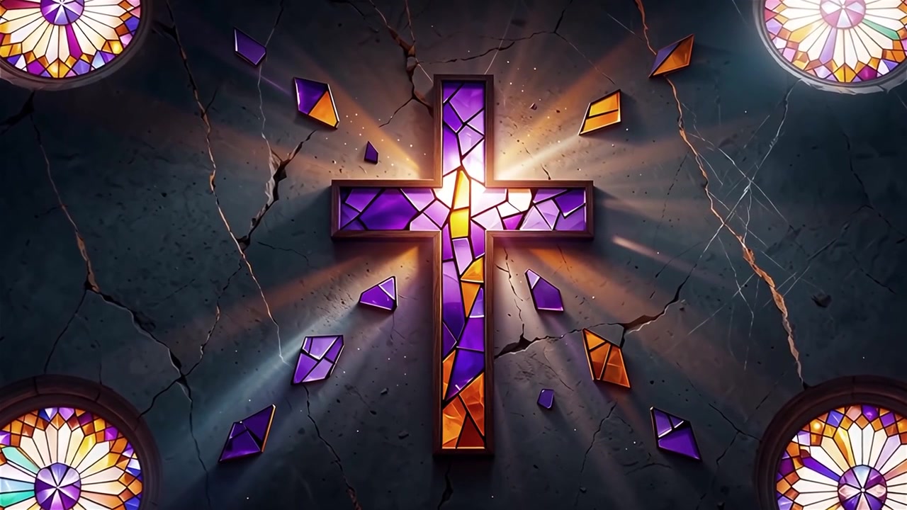 Croce Cristiana Luce Celestiale Sfondo per il Culto.