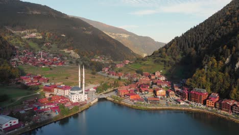 aerial view of the uzungol resort town in trabzon province, eastern turkey.