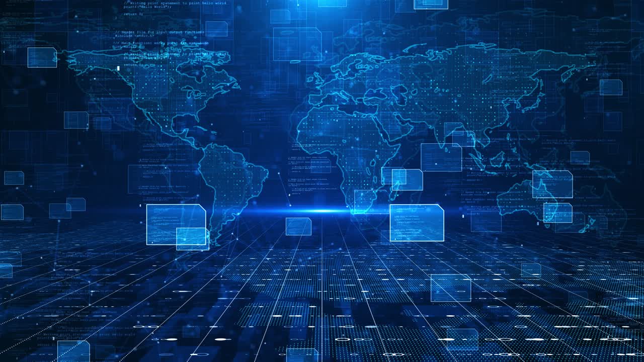 Global world map display futuristic consoles data analysis digital earth global connectivity