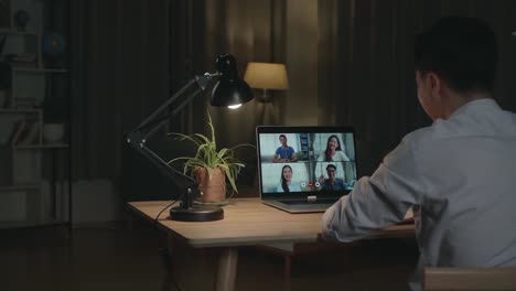 online meeting at home night