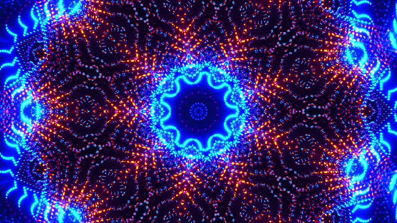 fondo abstracto azul con patrón circular. ciclo de caleidoscopio vj