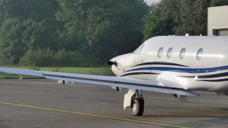 Pilatus-PC-12-Passenger-And-Cargo-Aircraft-Parked-At-The-Apron-Of-Airport-In-Antwerp,-Belgium