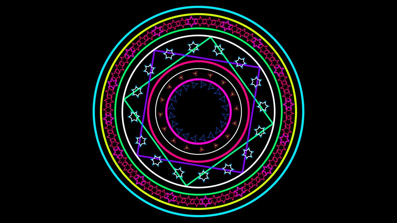 ciclo colorido de seis girar y cambio lento de estrella magenta a flores para estandarte y publicidad