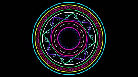 ciclo colorido de seis girar y cambio lento de estrella magenta a flores para estandarte y publicidad