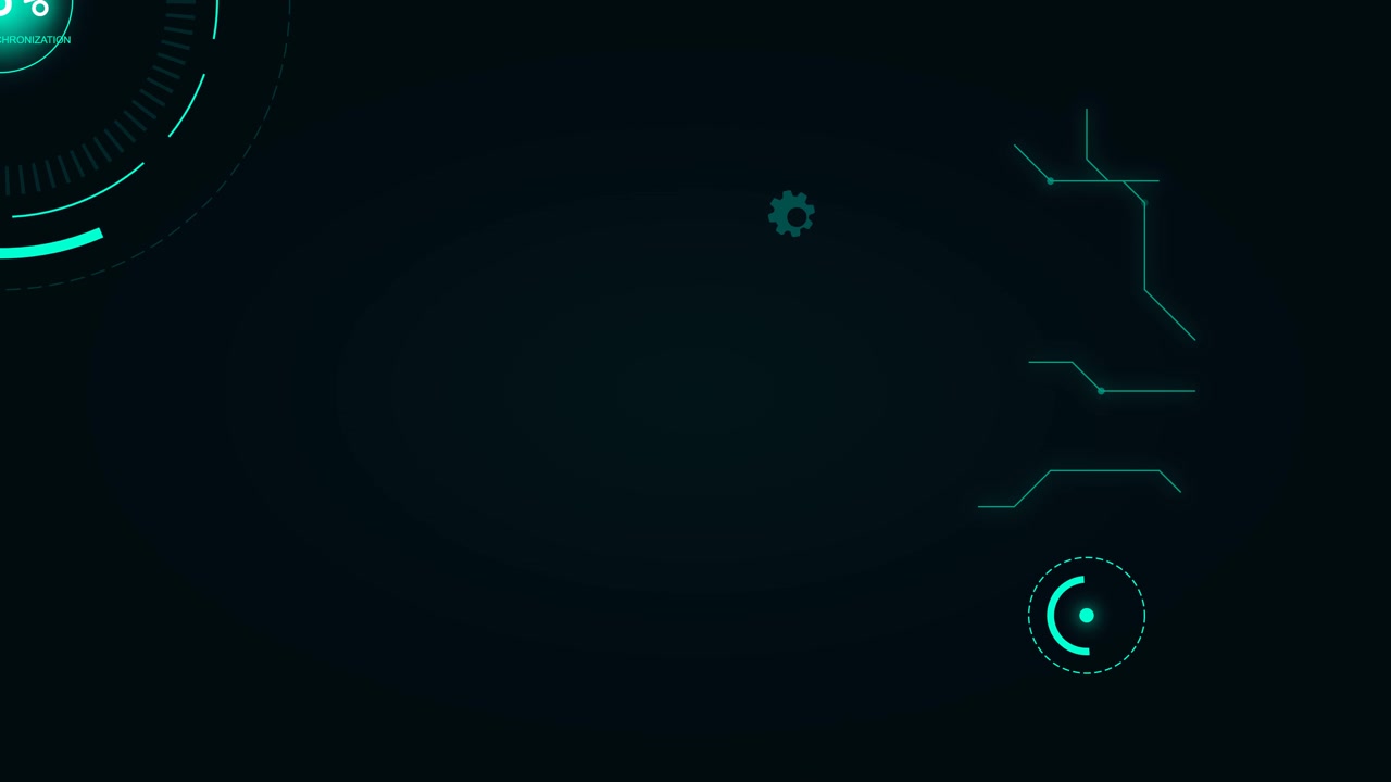 Futuristic Digital HUD Interface with Rotating Elements and Data Lines