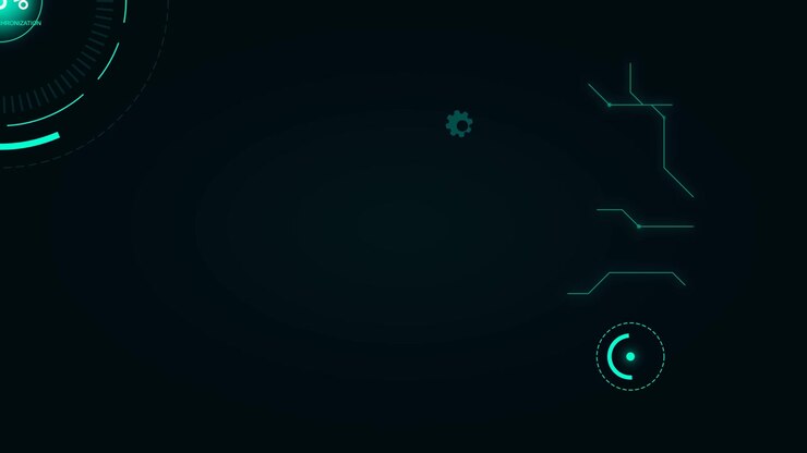 Futuristic Digital HUD Interface with Rotating Elements and Data Lines