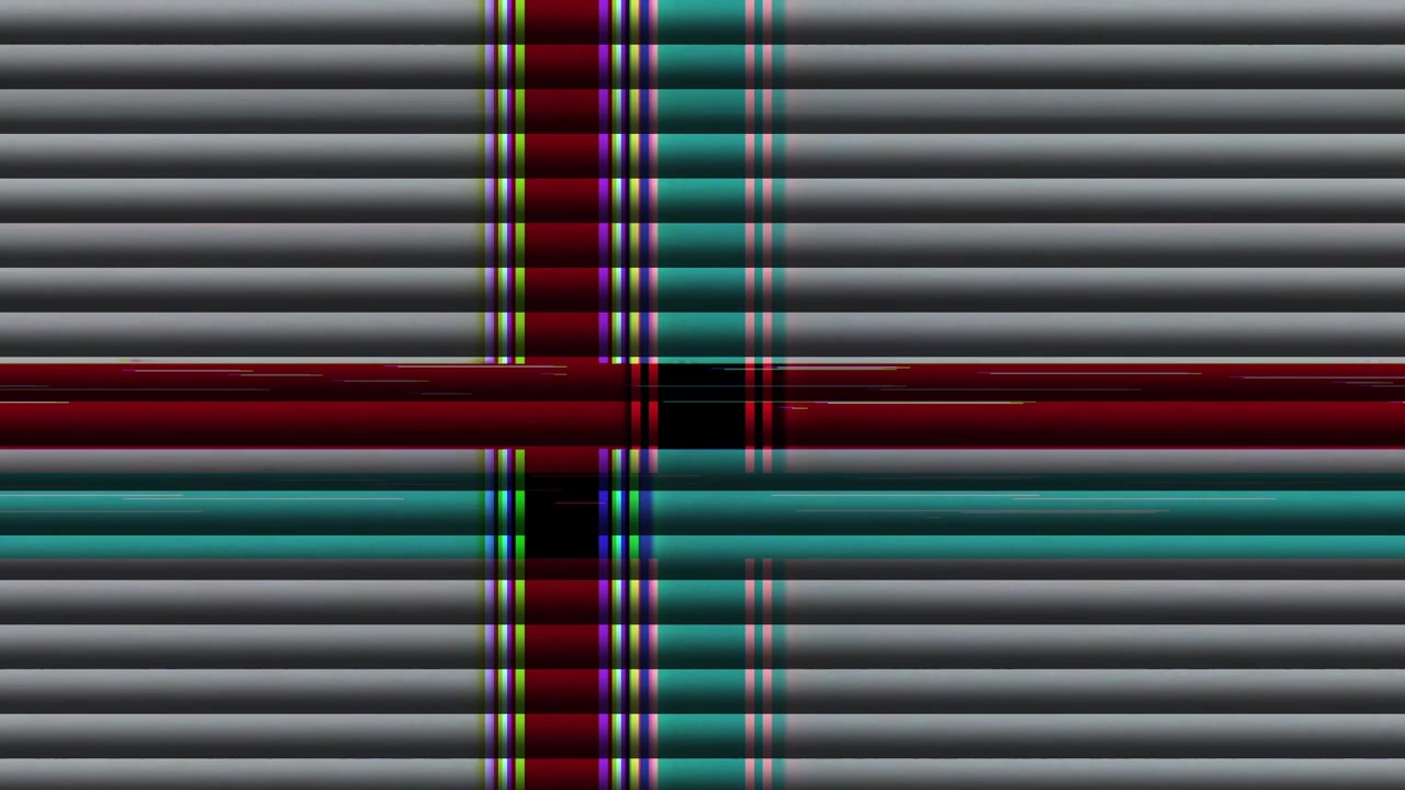 Abstrakt glitch-kunst med vandrette bjælker og bevægelig lodret forvrængning