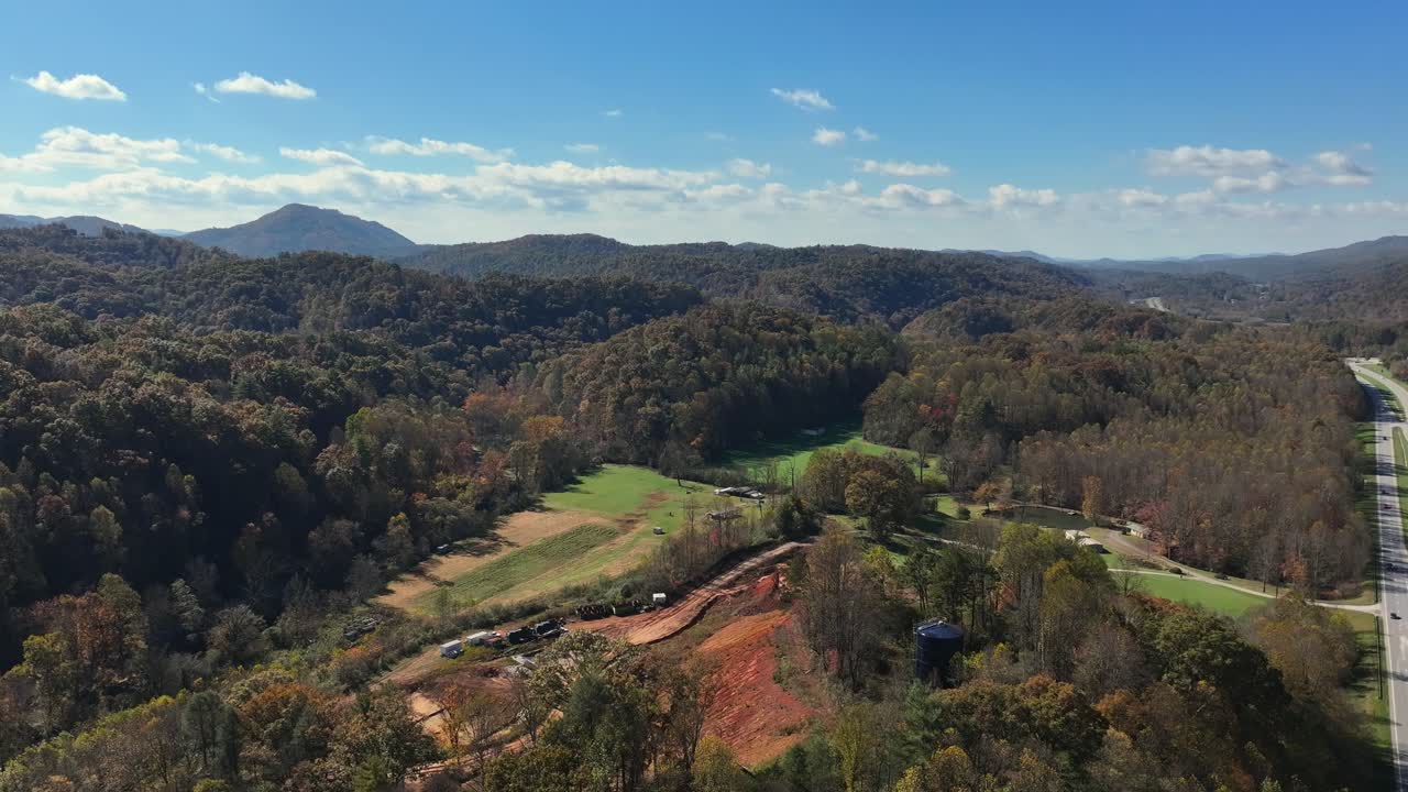 Drone view of hillside in North Carolina