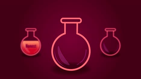 loop animation of test tube. the liquid flows into the tube. the text of "honest" appears inside. 60 fps