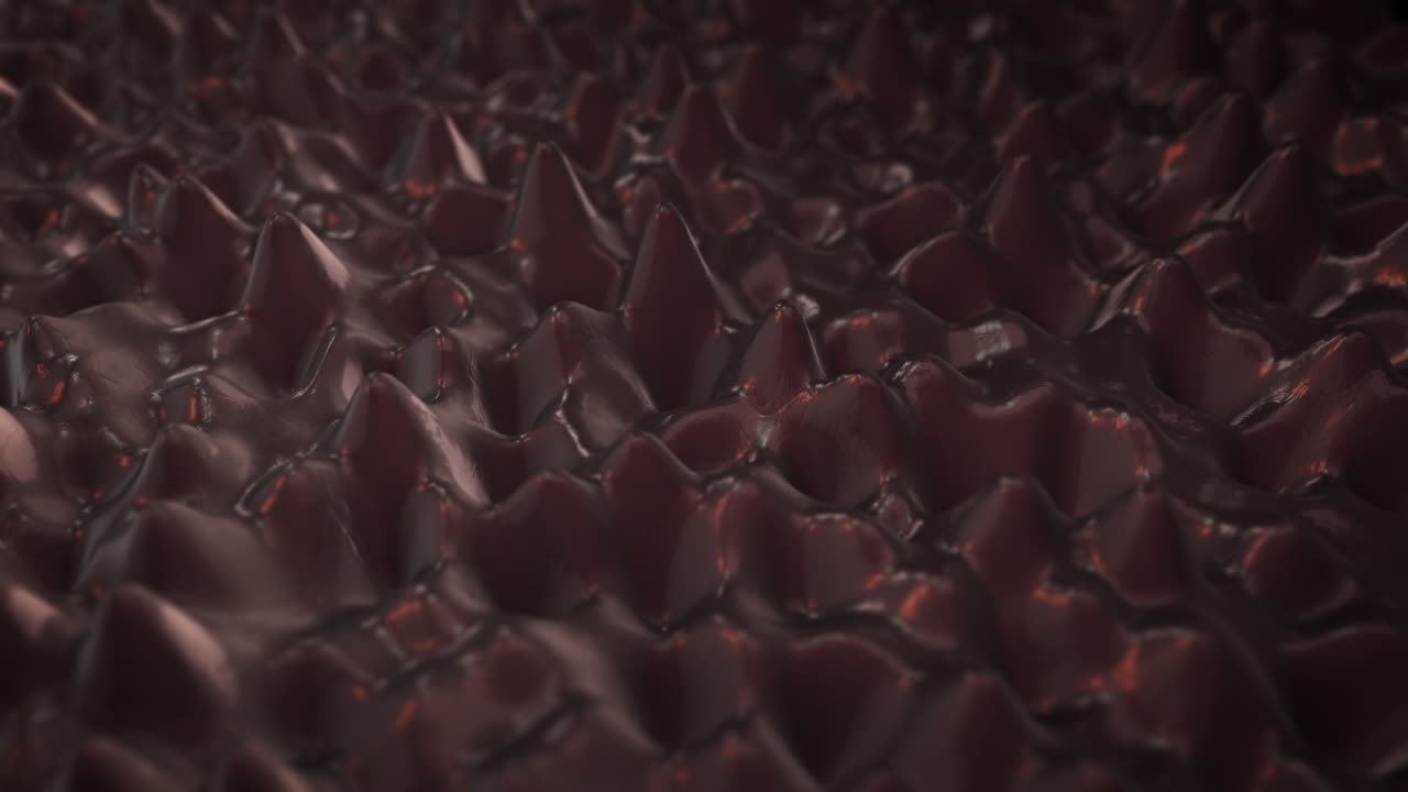 sustancia metálica fluida rojiza animada en 3d en movimiento abstracto en forma de onda