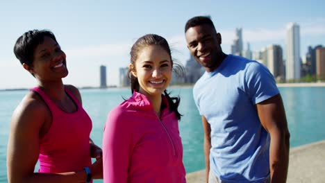 multi ethnic people resting wearing smart watch chicago