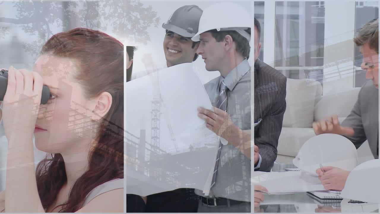 건설 현장에서 일하는 건축가들