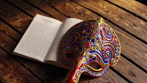 venetian mask on open book