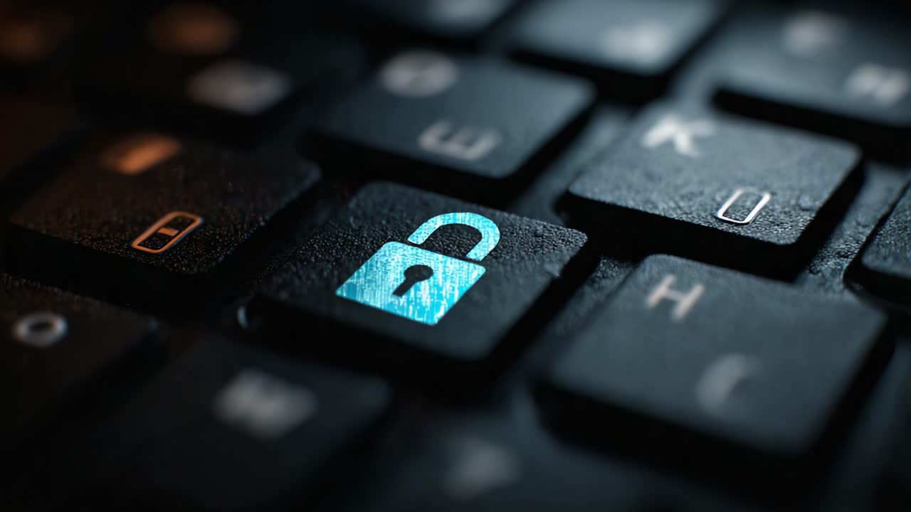 A Close-up View of a Keyboard Key Featuring a Lock Symbol, Representing Security, Privacy, and Protection in the Digital Age