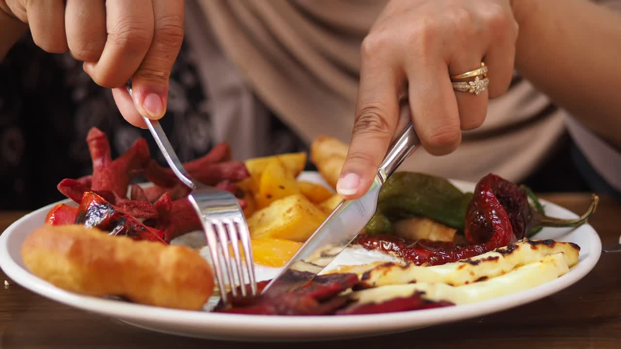 Woman eating a delicious breakfast