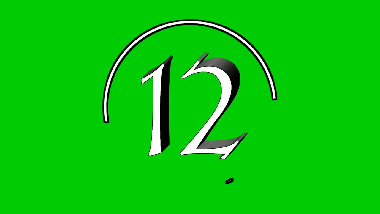 animación número doce 12 animación de dibujos animados en el borde del círculo giratorio en pantalla verde