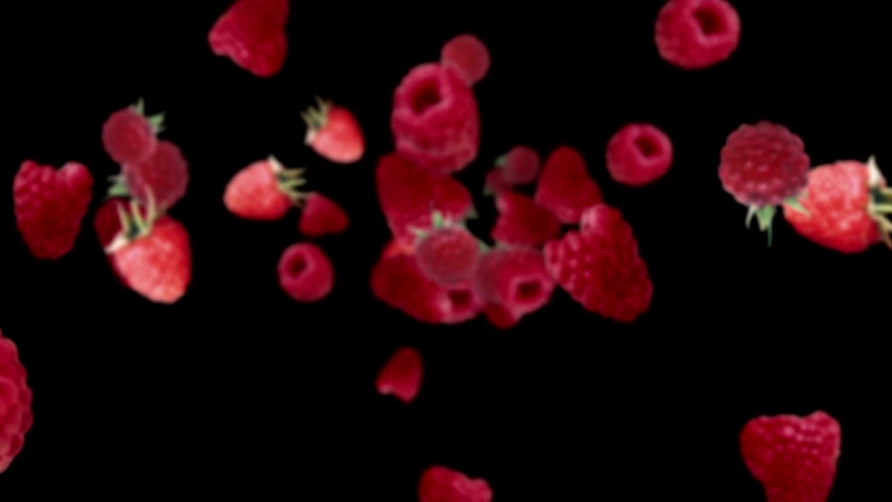 떨어지는 라즈베리 배경, 루프, 알파 채널